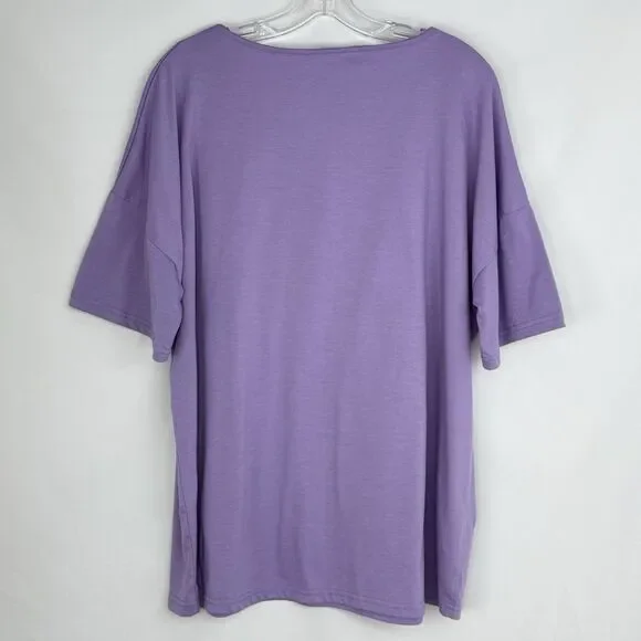 Women Blouse Size 2XL Pretty Purple Pull Over Short Sleeve! - Picture 2 of 11